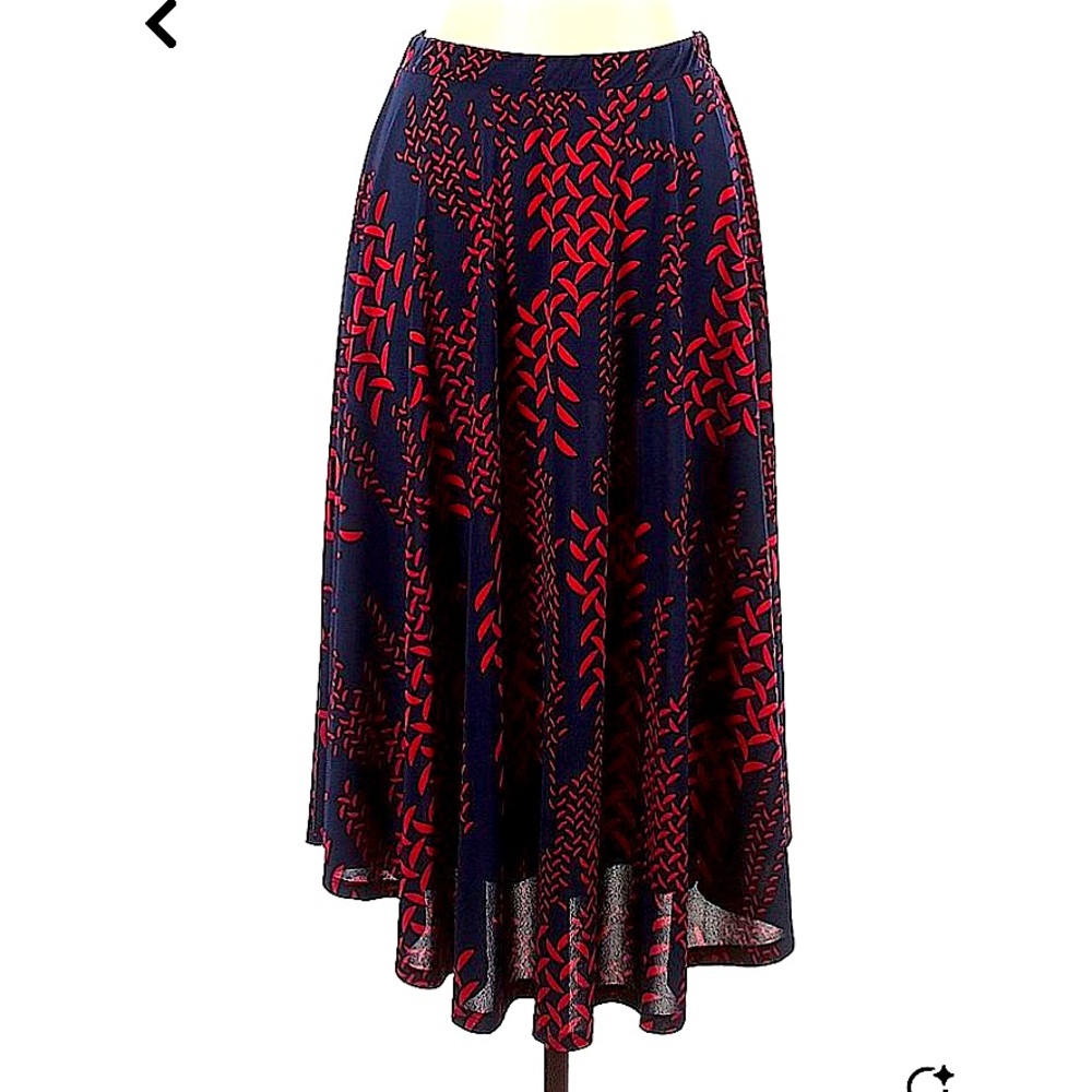 Vintage Navy and Red Patterned Skirt - like new, size M